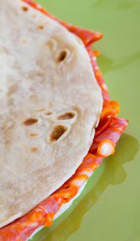 Italian Piadina with hot salami