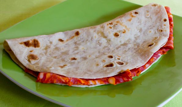 Italian Piadina with hot salami