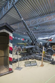 while firing at aerial firing data from a central sighting device were transmitted via cable (this device is placed next to the gun), the gun was also employed by german field artillery, coastal artillery and anti tank weapons, the pictures are shot in march 2013 by norwegian armed forces aircraft collection which is a military aviation museum located at gardermoen, north of oslo, norway.