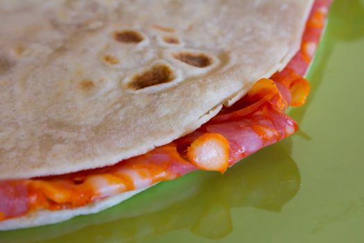 Italian Piadina with hot salami