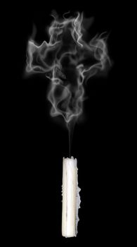 smoke of a candle makes the shape of christian cross - 3d illustration