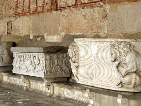Pisa - Camposanto - Cemetery was constructed in 1278 to house the sacred dirt brought back from Golgotha during the Crusades. It then became the burial place of the Pisan upper class