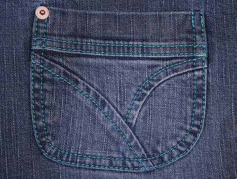Blue jeans fabric with pocket as background 