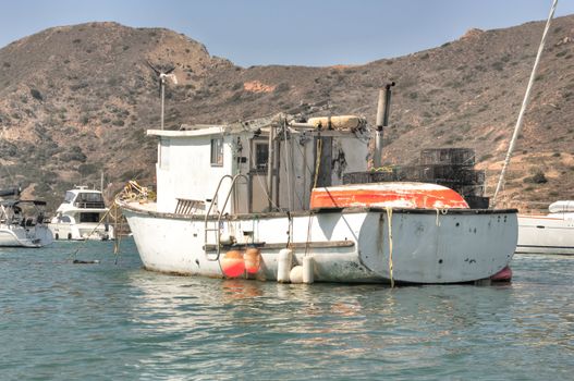 Moored yachts at Catalina Harbor on Santa Catalina Island. Near Two Harbors Isthmus