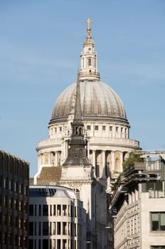 St Paul's Cathedral in London surrounded by the city