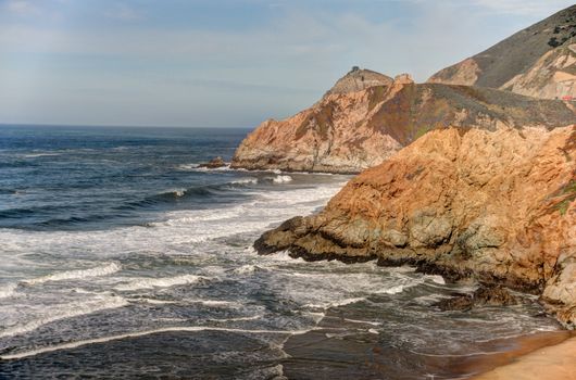 Rocky cliffs and coastline near Half Moon Bay, California