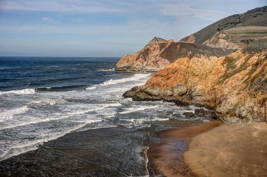 Rocky cliffs and coastline near Half Moon Bay, California