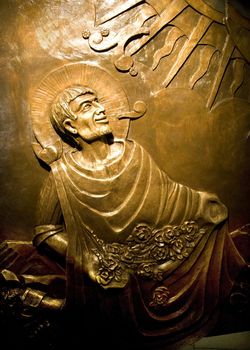 Bronze Relief of Juan Diego Recieving Revelation of Virgin Mary, Guadalupe Shrine, Mexico City