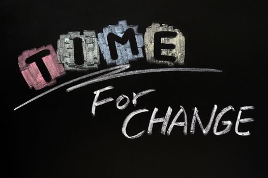 Time for change written with chalk on blackboard