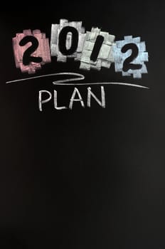 2012 New year plan drawn with chalk on blackboard