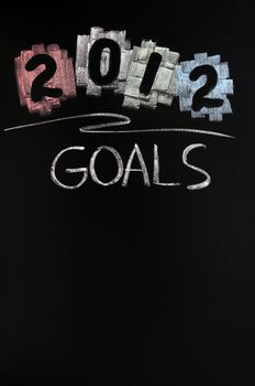 2012 New year goals drawn with chalk on blackboard