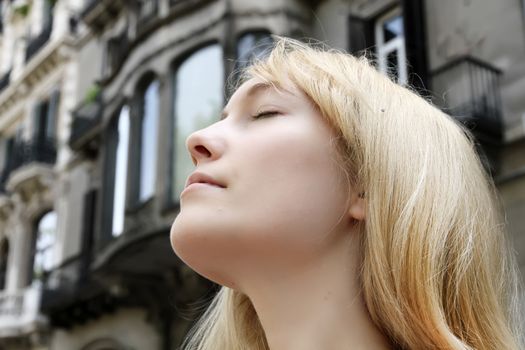 Portrait of a tranquil young woman.