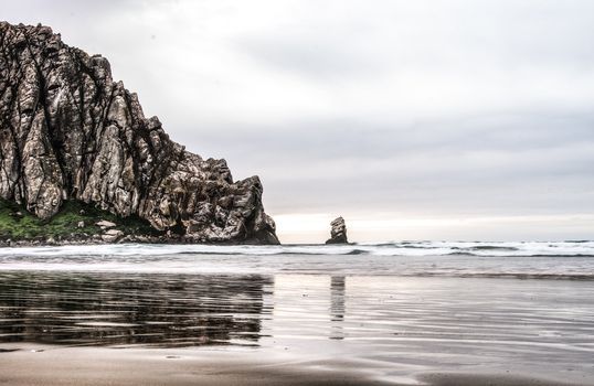 Scenic HDR landscape of Morro Rock at Morro Bay, California