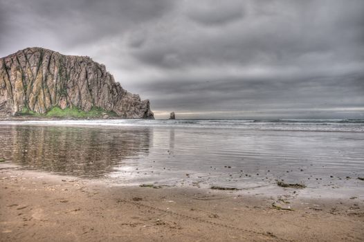 Scenic HDR landscape of Morro Rock at Morro Bay, California