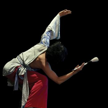 CHENGDU - DEC 12:  Chinese dancer performs modern dance onstage at JINCHENG theater.Dec 12,2007 in Chengdu, China.
Choreographer: Hu Yan, Cast: Wu Shuai