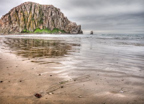 Scenic HDR landscape of Morro Rock at Morro Bay, California