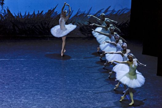 CHENGDU - JAN 5: ballerina of The national ballet of china perform on stage at Jincheng theater.Jan 5, 2012 in Chengdu, China.
