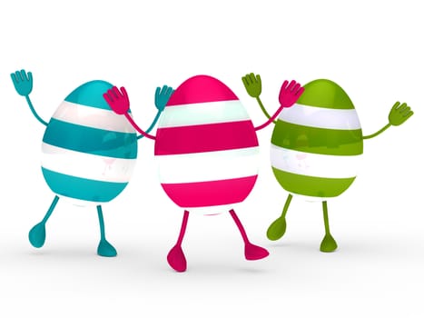 colorful easter eggs with streak wave jump