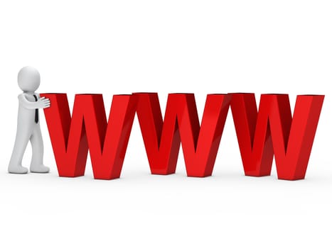 businessman with tie push red www text