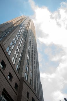 modern glass and concrete structure of skyscraper