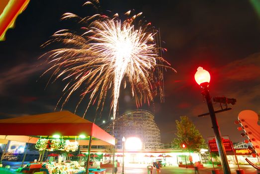 fireworks at amusement park