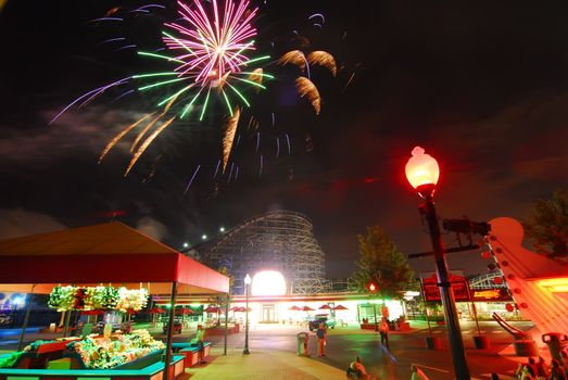 fireworks at amusement park