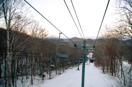 views from a ski lift during vacation on sunny day