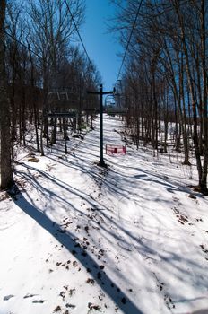 views from a ski lift during vacation on sunny day