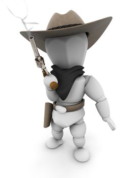 3D render of a bandit with a smoking gun