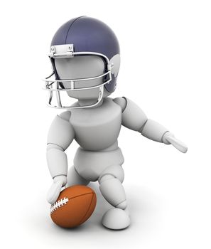 3D render of an American football player