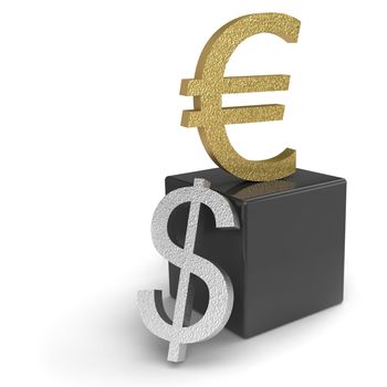 dollar vs euro on a white background