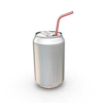 3D render of a drinks can and straw