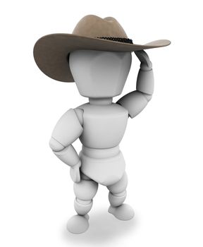 3D render of a cowboy with stetson hat