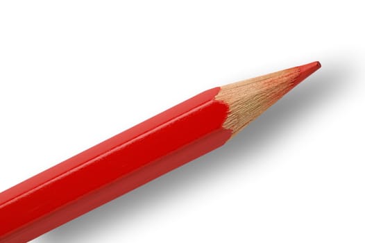 Red pencil closeup with clipping path