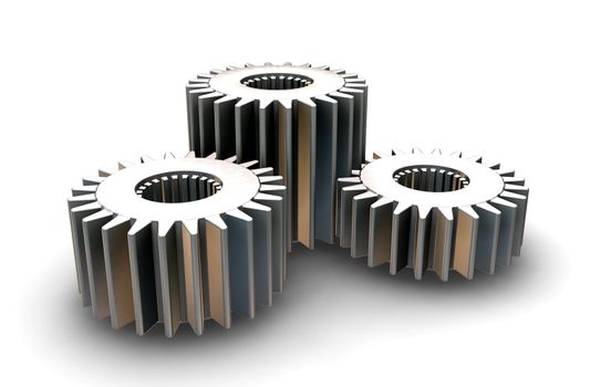 3D render of interlocking gears