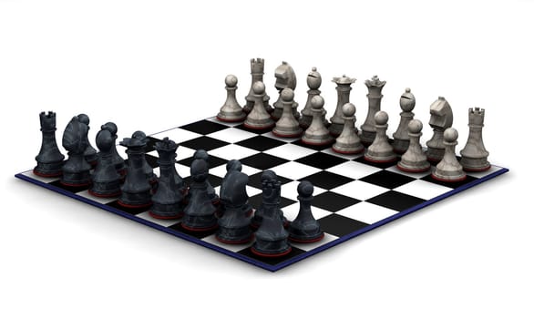 3D render of a chess set