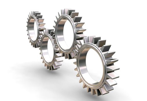 3D render of interlocking gears