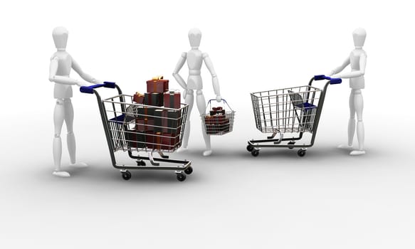 3D render of people Christmas shopping