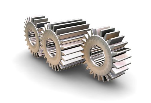 3D render of interlocking gears