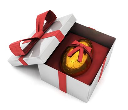 3D render of an Easter egg in gift wrapped box