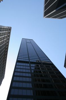 skyscraper, blue sky