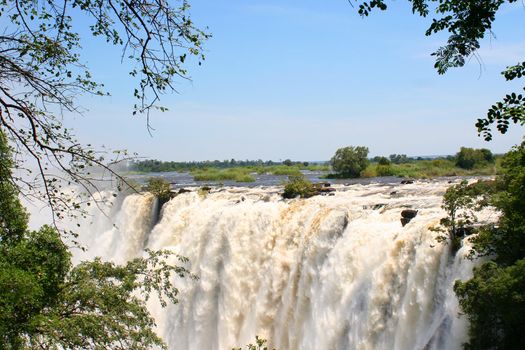 A VIEW OF Victoria falls in Zimbabwe 