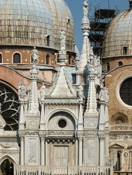 Venice - sculptures from the courtyard of the Palace of Doges relating to domes of Saint Mark's basilica 