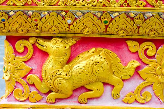 Native Thai style of animal  pattern in Buddhist temple