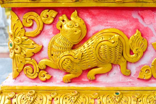 Native Thai style of animal pattern in Buddhist temple, Thailand