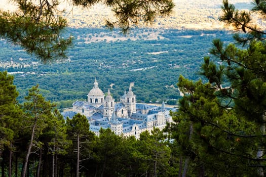 View of the San Lorenzo de El Escorial Monastery Complex from Miradores outlook.