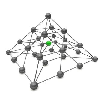 3D ball pyramid showing the structure of a molecular structure of two atoms