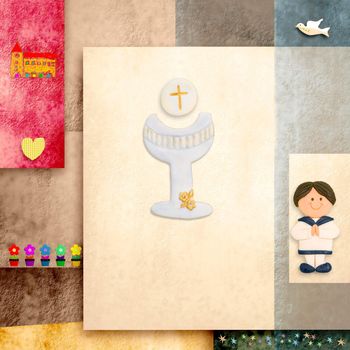 first Holy communion invitation reminder, sailor boy and blank space for text