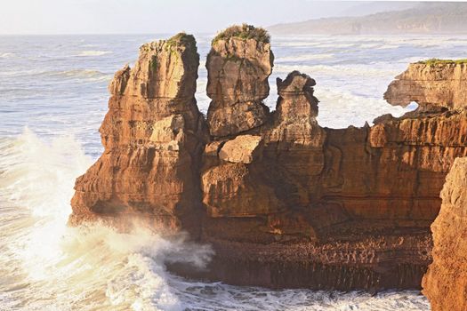 pancake rock canyon at western coast in New Zealand