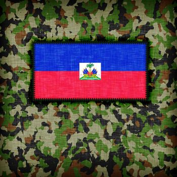 Amy camouflage uniform with flag on it, Haiti